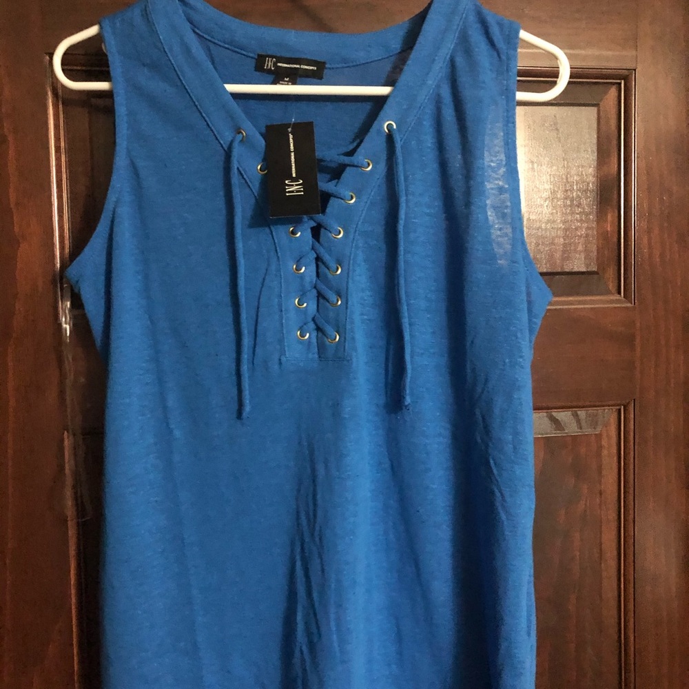 INC lace up tank Royal Blue Size M